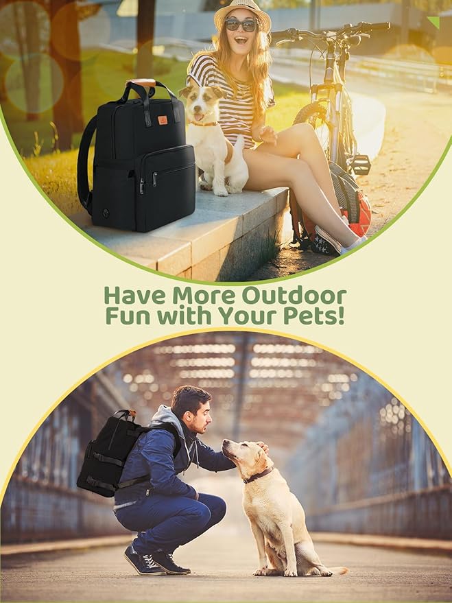 DELOMO Dog Travel Bag, 25L Airline Approved Dog Travel Backpack Set, Black