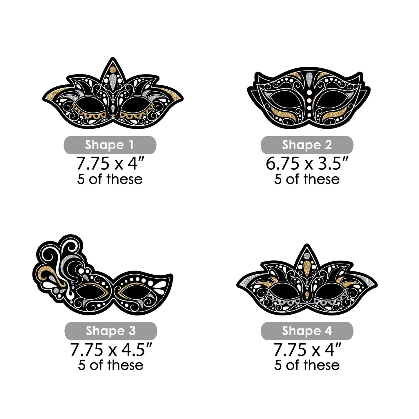 Big Dot of Happiness Masquerade - Decorations DIY Venetian Mask Party Essentials - Set of 20