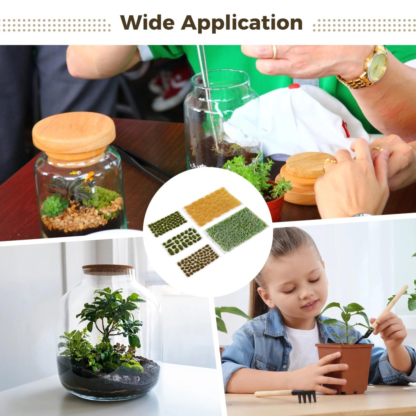 OMISTAR 265 PCS Static Grass Tuft, Model Grass for Diorama, DIY Miniature Fake Grass, Green Yellow Mixed Grass for Railway Layout, Landscape Terrarium Bottle, Flower Pot