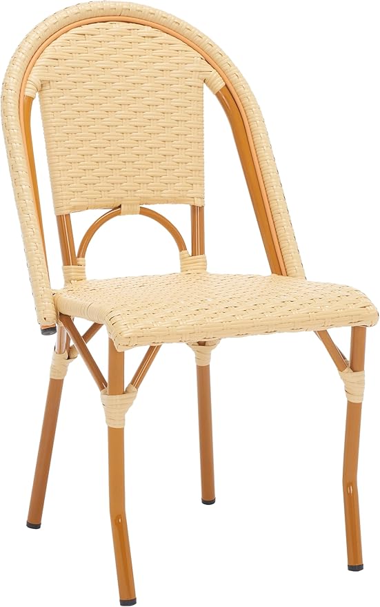 SAFAVIEH Outdoor Collection California Natural Bistro Side Chair Set of 2 (Fully Assembled)
