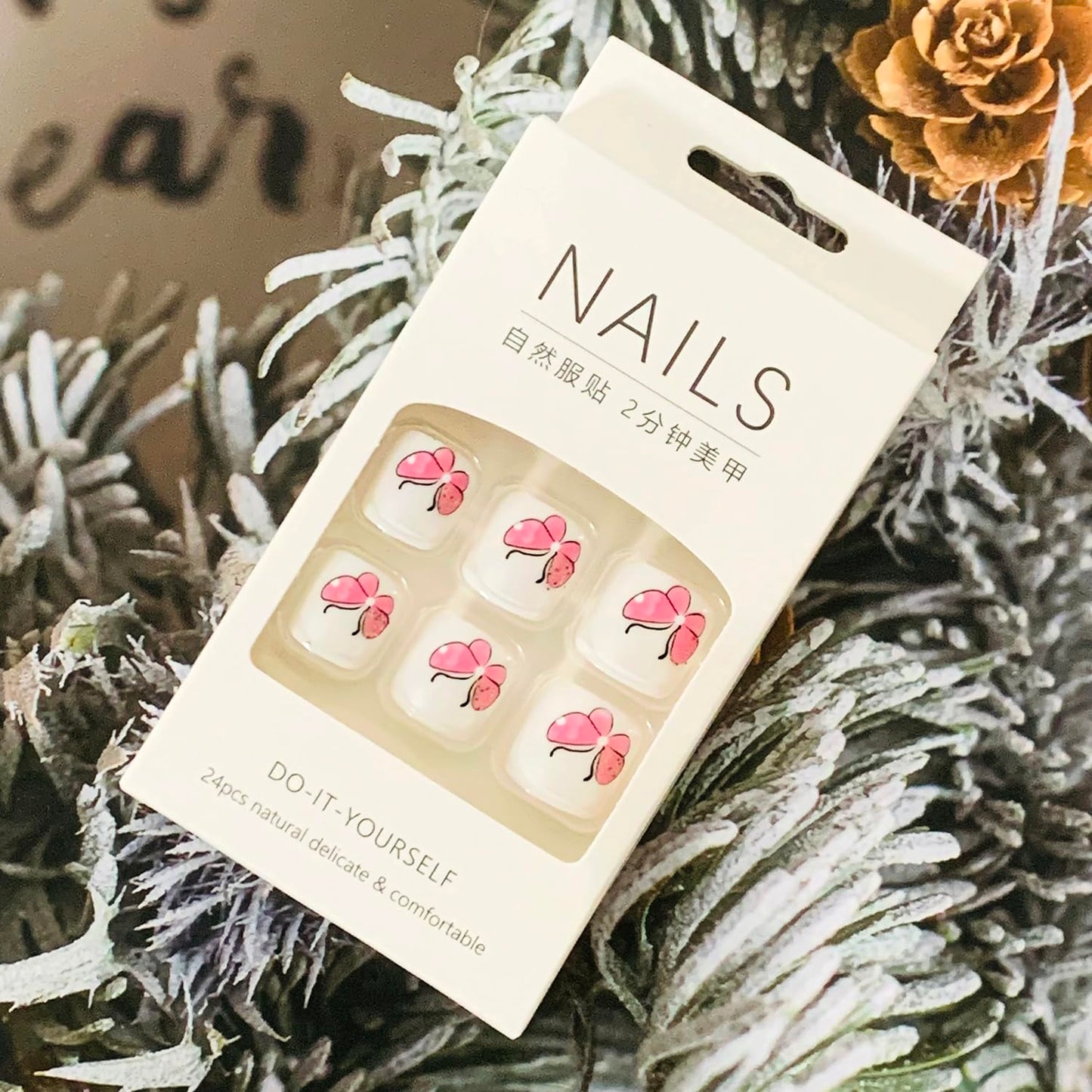 Press On Coffin Toenails With Butterfly Designs, Full Cover Reusable False Nails With Adhesive Tab, Artificial Acrylic Fake Toe Nails, Glue On With Charm, Stick On for Women