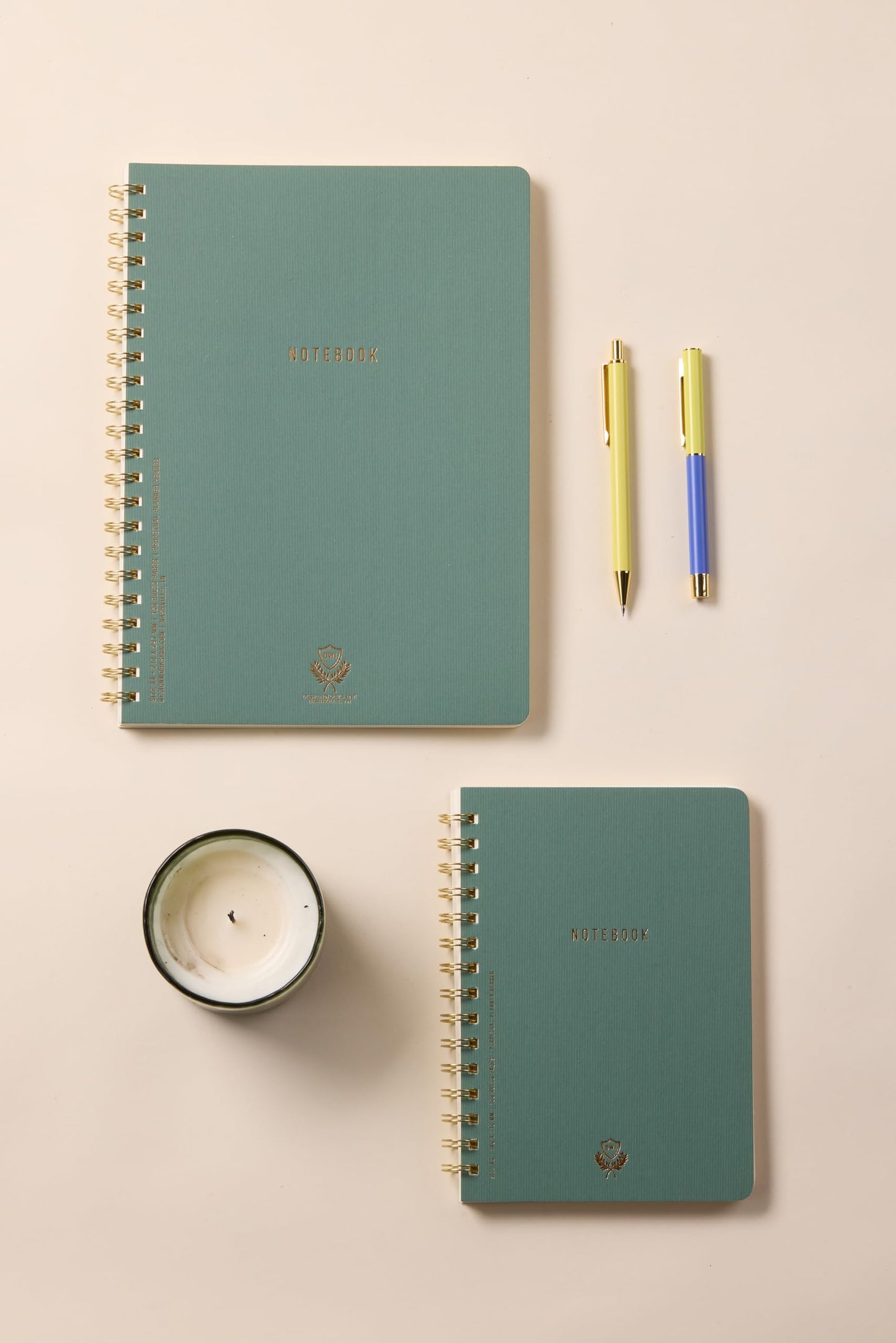 DesignWorks Ink Textured Paper Twin Wire Notebook, Daily Planner & Soft Cover Writing Journal, 160 Lined Perforated Pages, Small Spiral Notebook for Work & Journaling, 6 x 8.25 in, Juniper Green