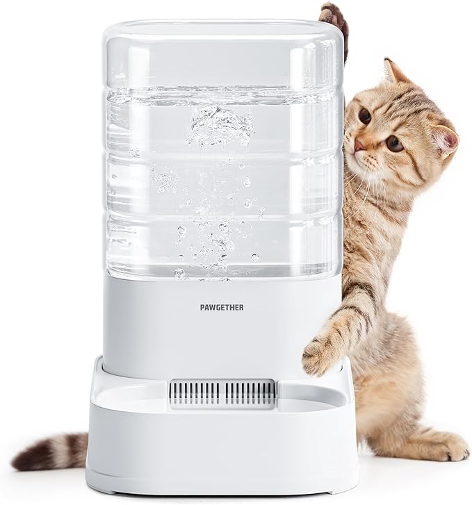PAWGETHER Gravity Dog Water Bowl Dispenser with 6 pcs Filters 1 Gallon/3.78L Automatic Pet Water Dispenser for Dogs Gravity Water Bowl for Cats