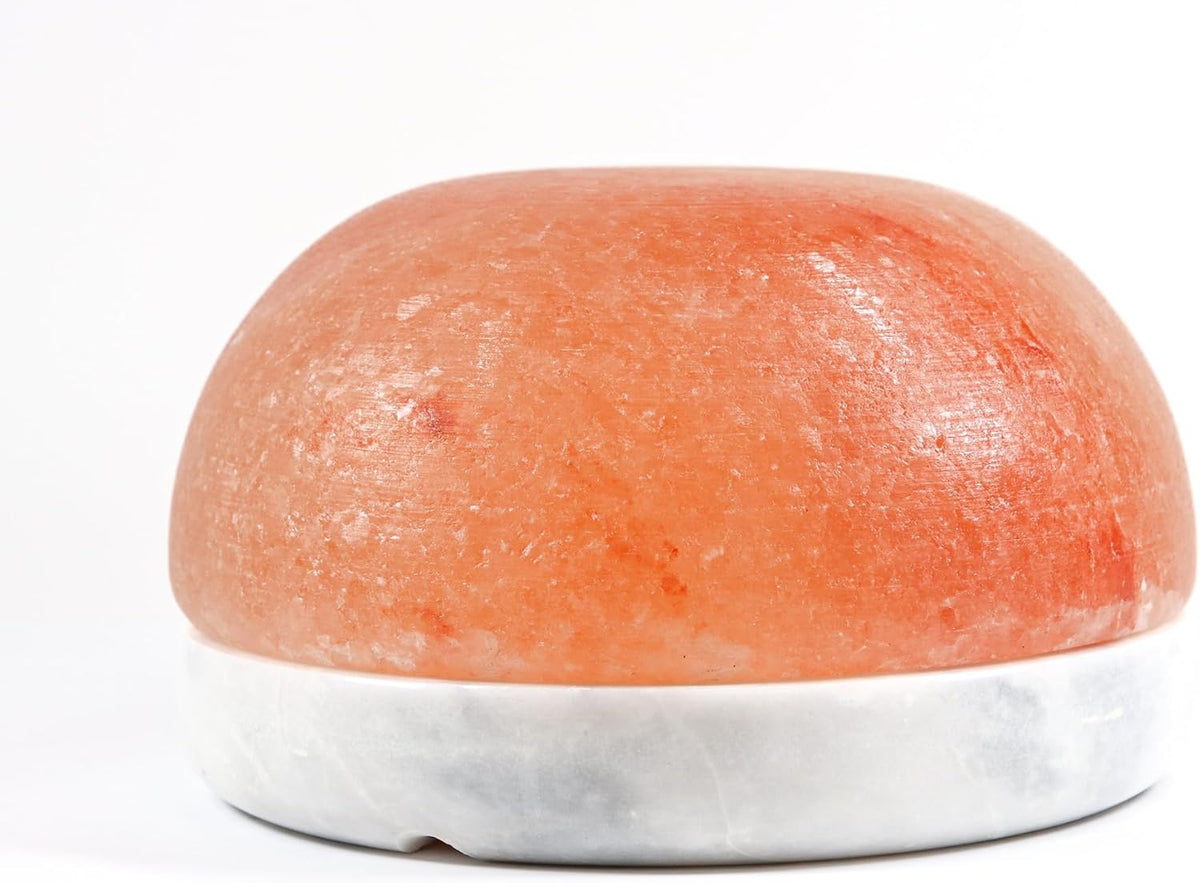 Himalayan Secrets® Salt Dome Lamp | for Warming Up Hands and Feet (9" Gray Marble Base)