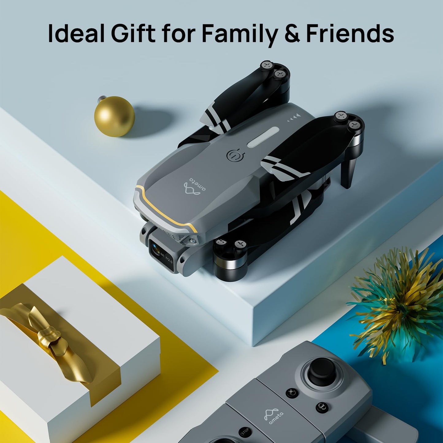 Ameta Drones with Camera for Adults 4k UHD, S20 Lite Brushless Motor FPV Foldable RC Drones for Adults Kids Beginners with 36 Mins Long Flight, Altitude Hold, Headless Mode, Circle Fly, 360ยฐ Flips, Cool Toys Gifts for Men Boys(Under 249G)