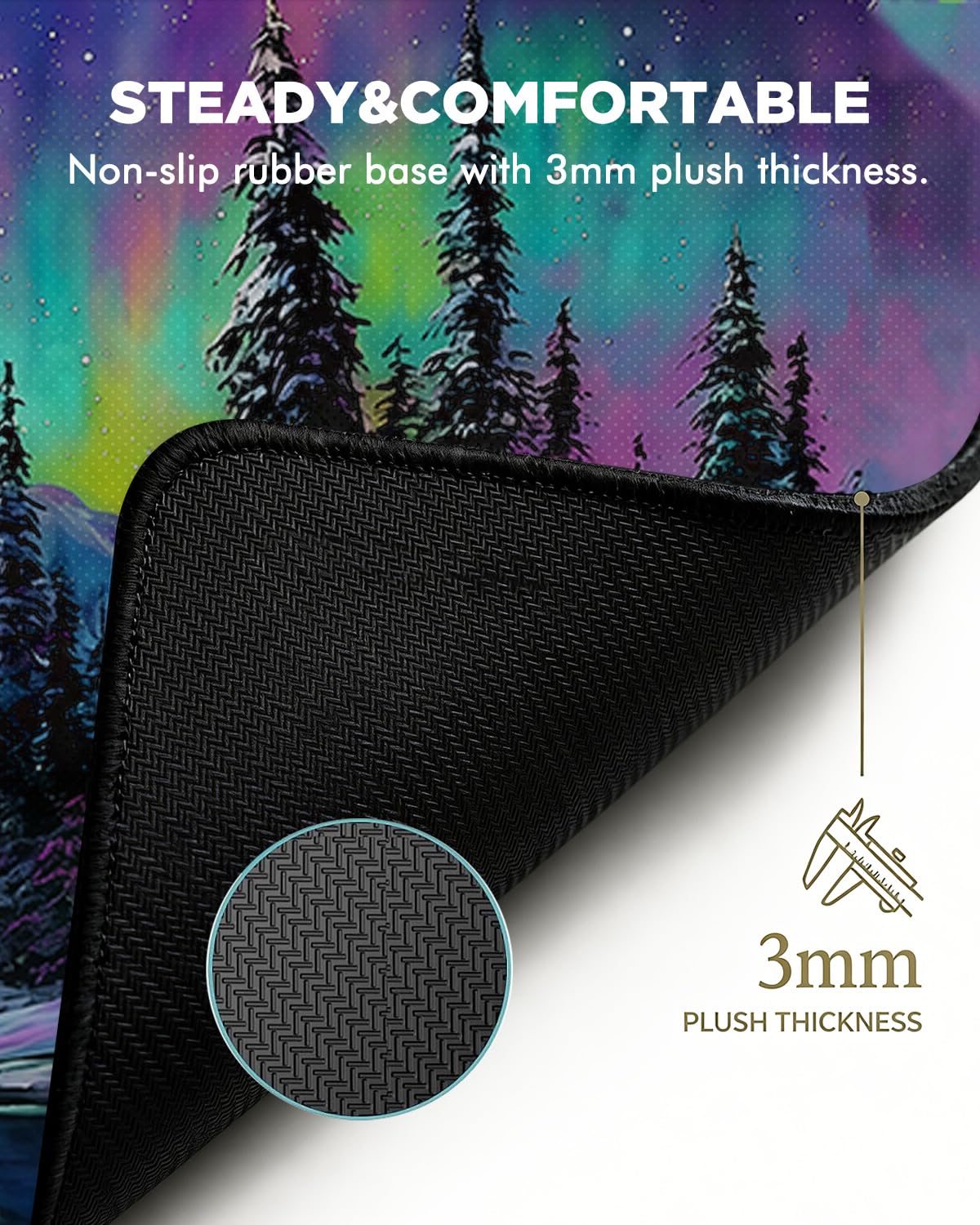 GooodiderX Mouse Pad, Scenery Mousepad, Large Size 31.5x11.8in, Mouse Pads with Stitched Edge & Rubber Non-Slip Bottom, Designed for Gaming, Home, Office (Aurora)