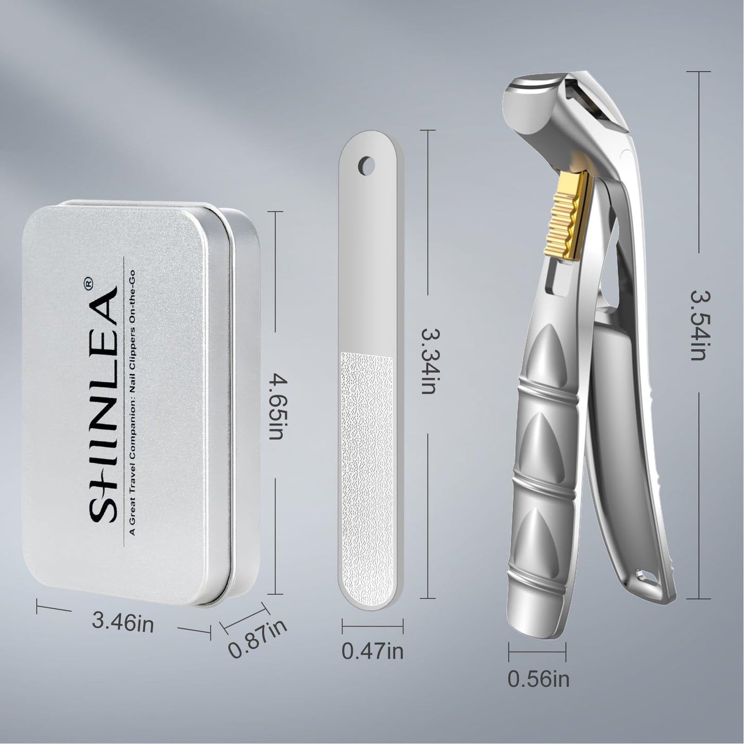 SHINLEA Nail Clippers for Seniors Thick Toenails, Professional Fingernail Toenail Clippers with Catcher, Sharp Wide Opening and Long Handle Nail Cutter Set for Men Women, Silver
