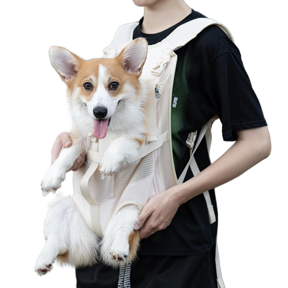 Wakytu Dog Front Carrier Backpacks for Small Dogs, Legs Out Pet Carrier Sling Backpack with Adjustable Padded Ventilated Shoulder Straps, Easy-Fit for Traveling Hiking Camping, Medium