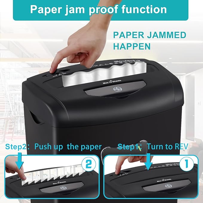 Woolsche 12-Sheet Cross Cut Paper Shredder with Large 5.55-Gallon Basket - P-4 Security, 3-Mode Shred for Cards/CDs/Staples/Clips - Jam Proof System for Office (ETL Certified)