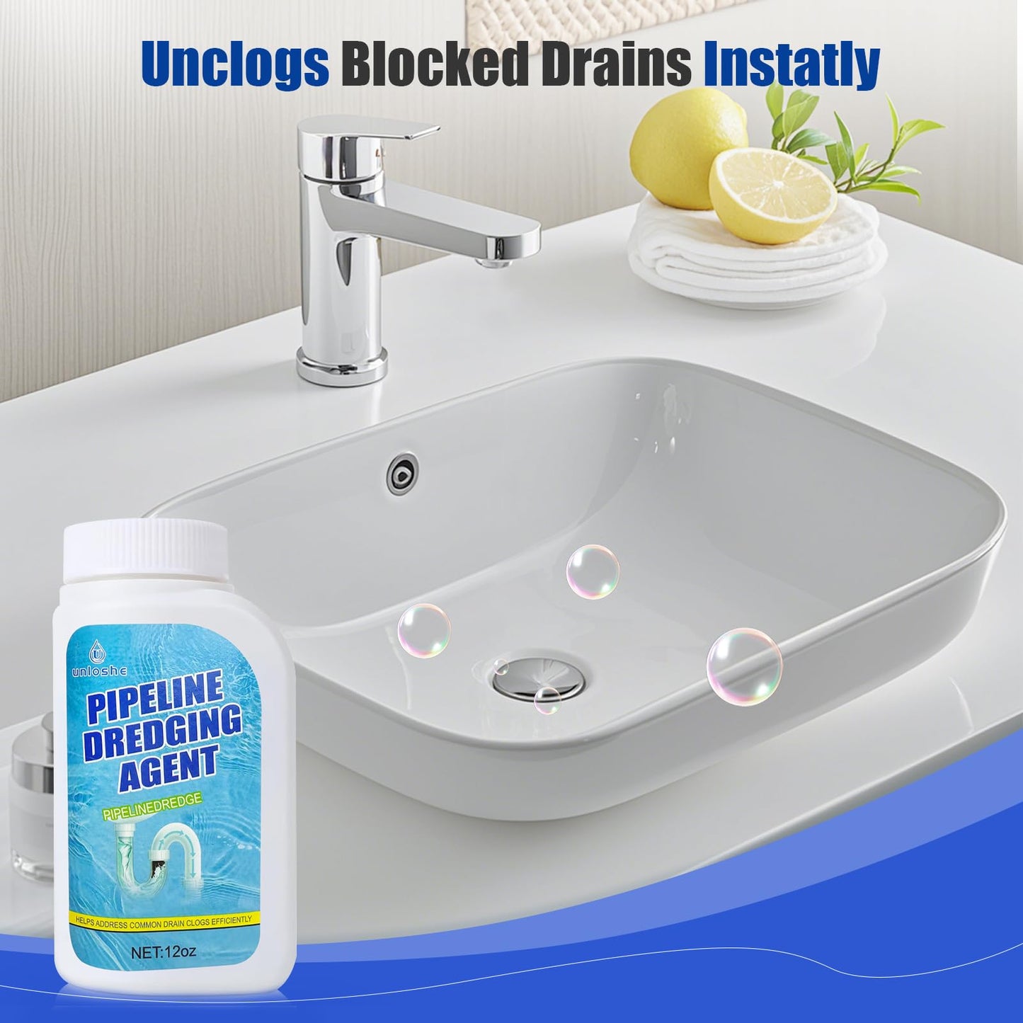 Pipeline Dredging Agent, Drain Clog Remover, Powerful Sink Drain Cleaner for Bathroom and Kitchen Sink Pipe Unclog (2PCS)