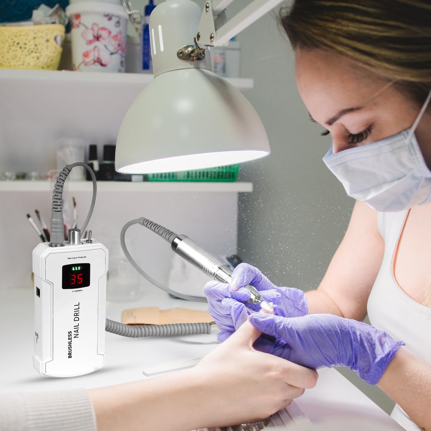 Nail Drill Professional, 35000RPM Brushless Nails Drill Machine, Rechargeable Nail Efile Drill Cordless Electric Nail File for Acrylic Nails