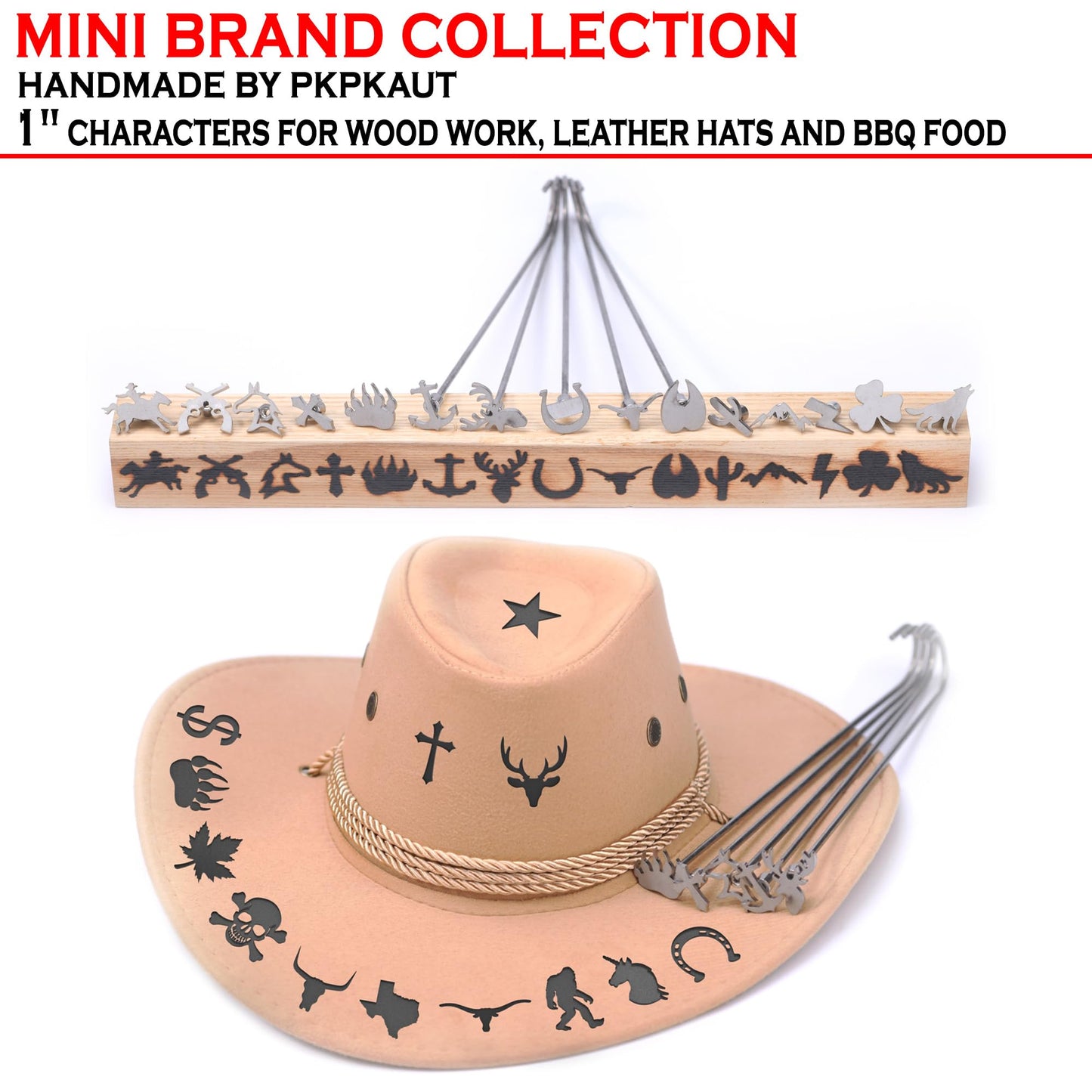 PKPKAUT 2Pcs Mini 3/4" & 1" Branding Irons, Flying Duck Custom Wood Branding Iron Personalized for Wood Working, Leather Hats, Felt, Cowhide, BBQ & Bread Logo, Steak Branding Iron for Food (055#)