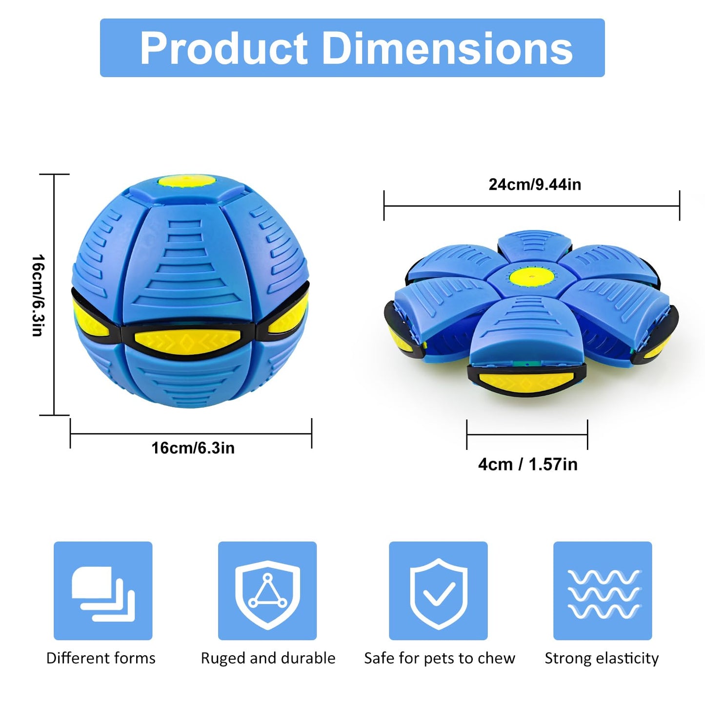 Kikkavo Magic Bouncing Ball 6-Light Dual Form – Pop up, Meta Ball Metaball Transforming Design – Flying Saucer Bouncy – Interactive Bouncing Balls for Parent-Child Interaction – Gift Pack – Blue