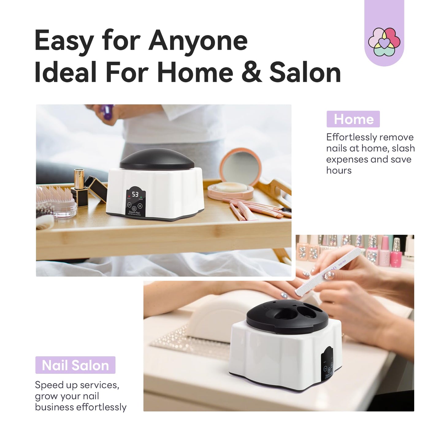 Saviland Essentials Nail Polish Remover Machine: Nail Soaking Bowl & Acetone Nail Polish Remover Gel Nail Remover Machine with Nail Soak off Bowl Soaker Tech Acrylic Nail Remover Steam Salon Home DIY