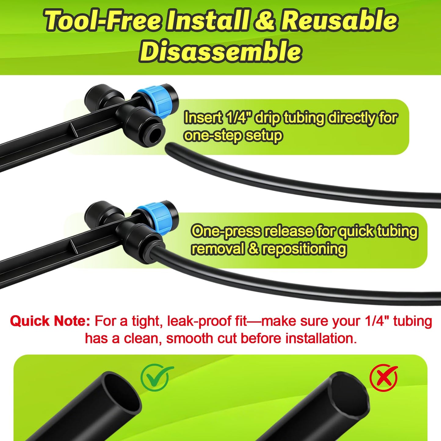 Copadri 20 Pack Two-Way Quick Connect Drip Emitters Fan Shape with Stake for 1/4" Irrigation Tubing, Adjustable 360 Degree Water Flow Irrigation Vortex Sprayer for Garden Watering System