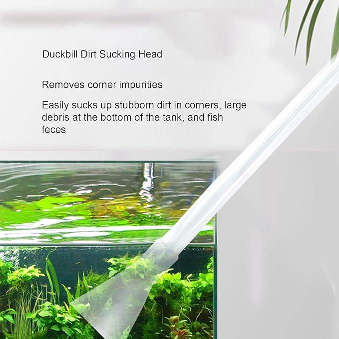 disclean Aquarium Siphon Water Changer Kit Manual Gravel Vacuum with 5.25ft Hose 2 Rigid Tubes Total 7.2ft Air Bulb Flow Control Valve Duck Bill Head for Fresh and Saltwater Tanks