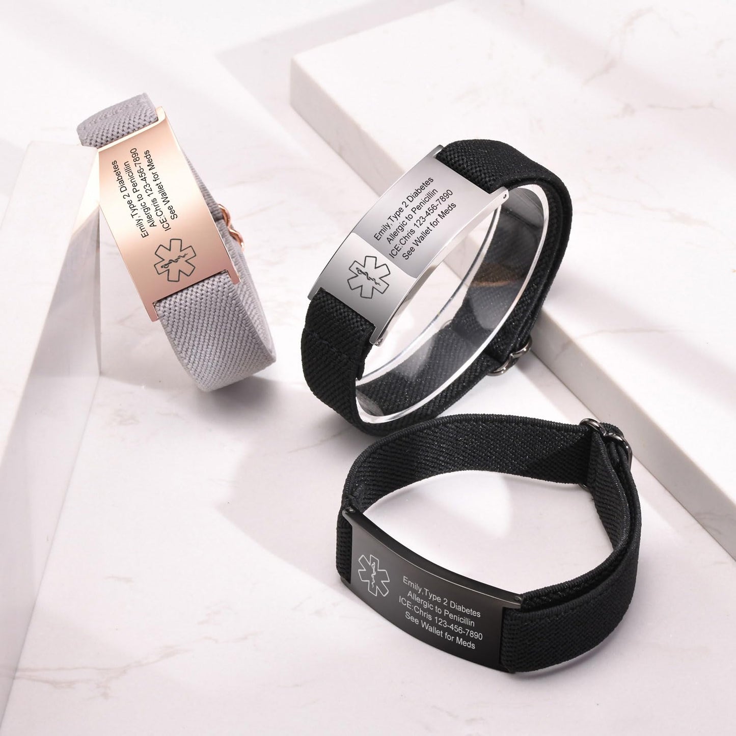 VNOX Medical Alert Id Bracelet for Men, Type 2 Diabetes Medical Alert Bracelets for Men Patients
