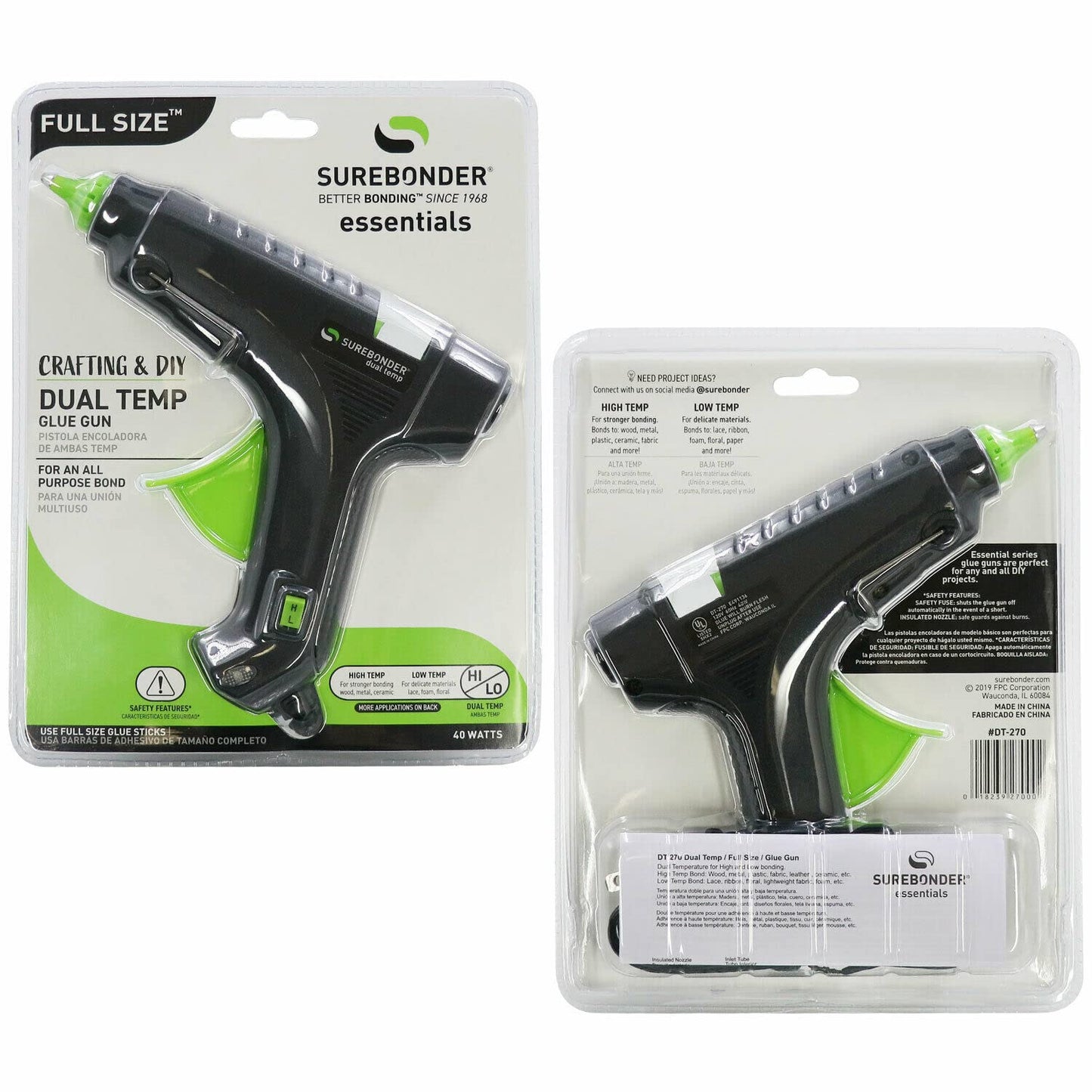 Surebonder DT-50 All Temperature 50 Glue Sticks, 4-Inch and Surebonder DT-270 Dual Temperature 40W Full Size Hot Melt Glue Gun