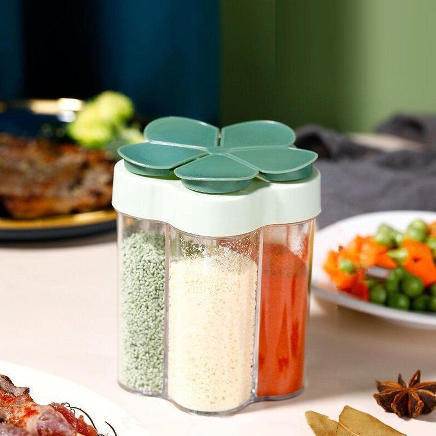 2 Pcs 5 in 1 Spice Containers, Multi-Spice Dispenser, Portable Travel Seasoning Condiment Containers, Salt Pepper Spice Shaker with Lid and Labels Clear Container Jars