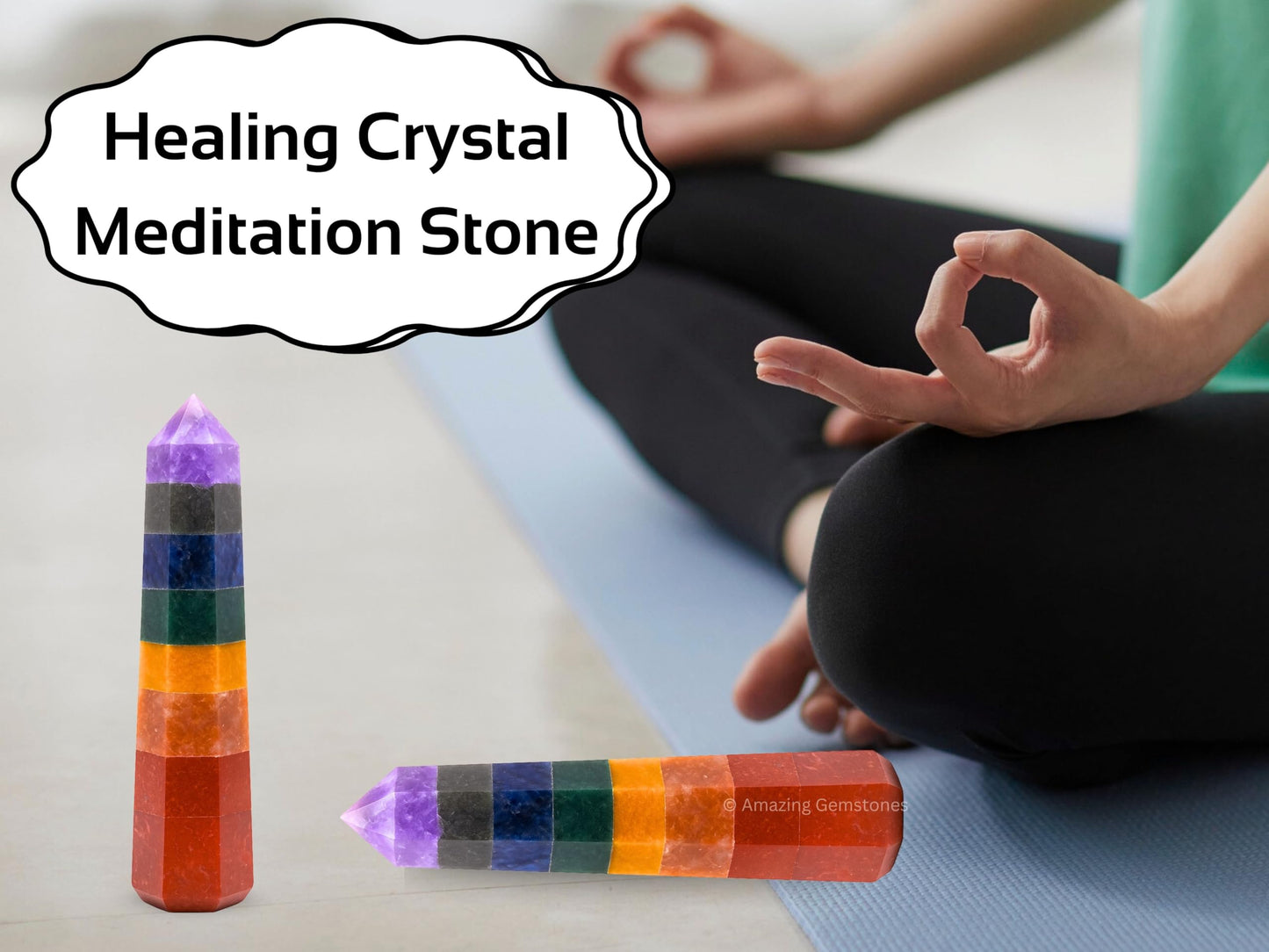 Amazing Gemstone 7 Chakra Crystal Towers ~ Natural Healing Crystal Point Obelisk for Reiki Healing and Crystal Grid (3" to 4" INCH)
