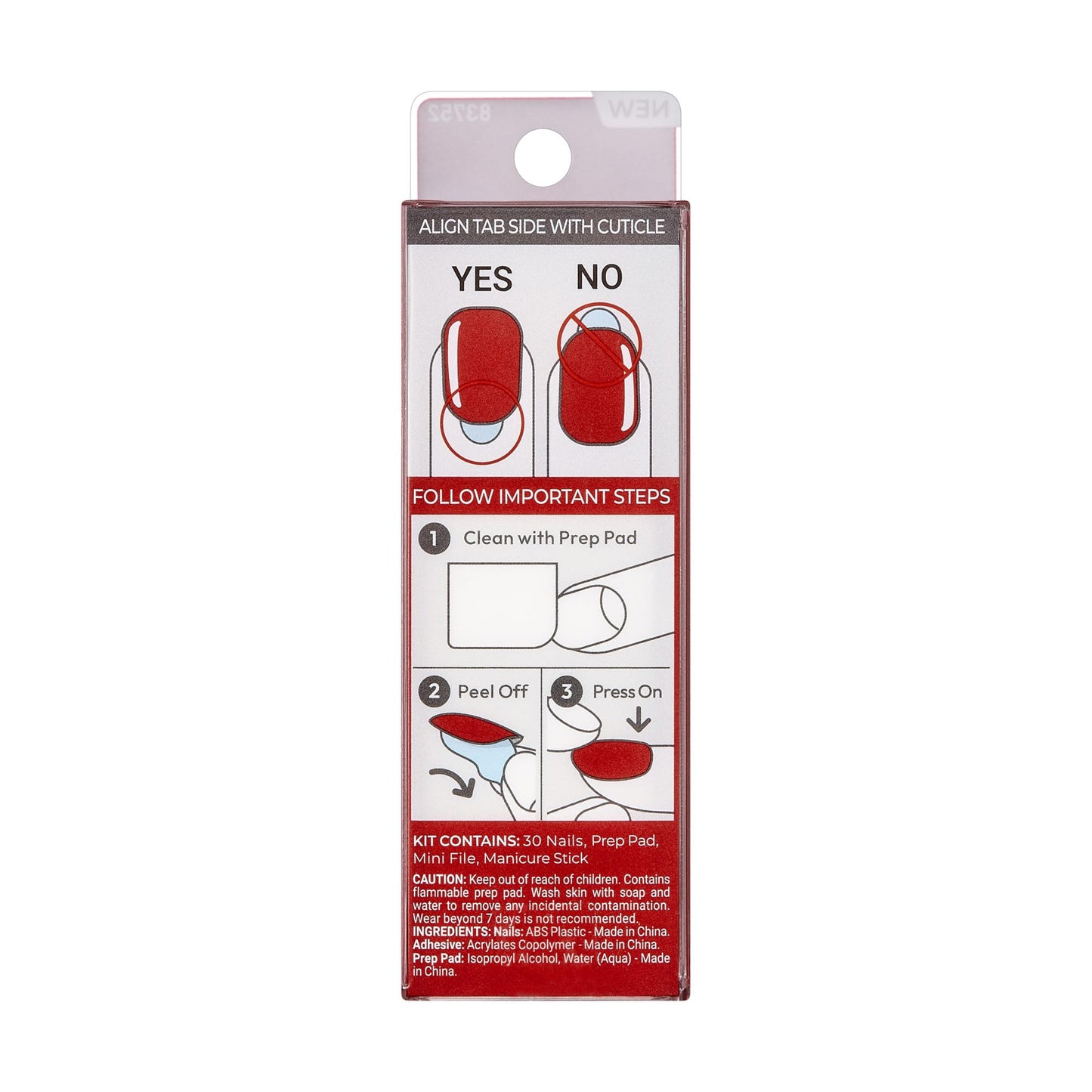 Kiss Impress Color Polish-Free Solid Color Press-On Nails, PureFit Technology, Short Length, 'Reddy or Not', Includes Prep Pad, Mini Nail File, Cuticle Stick and 30 Fake Nails