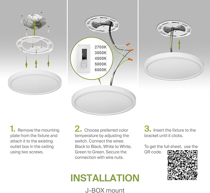 ASD LED 12" Round Flush Mount Ceiling Light Fixture, Low Profile Surface Lighting | 5CCT, Dimmable, Ultra-Thin, ETL Listed | 24W 2000LM 2700-6000K 100-277V | Kitchen, Bedroom, Hallway Lamp | White