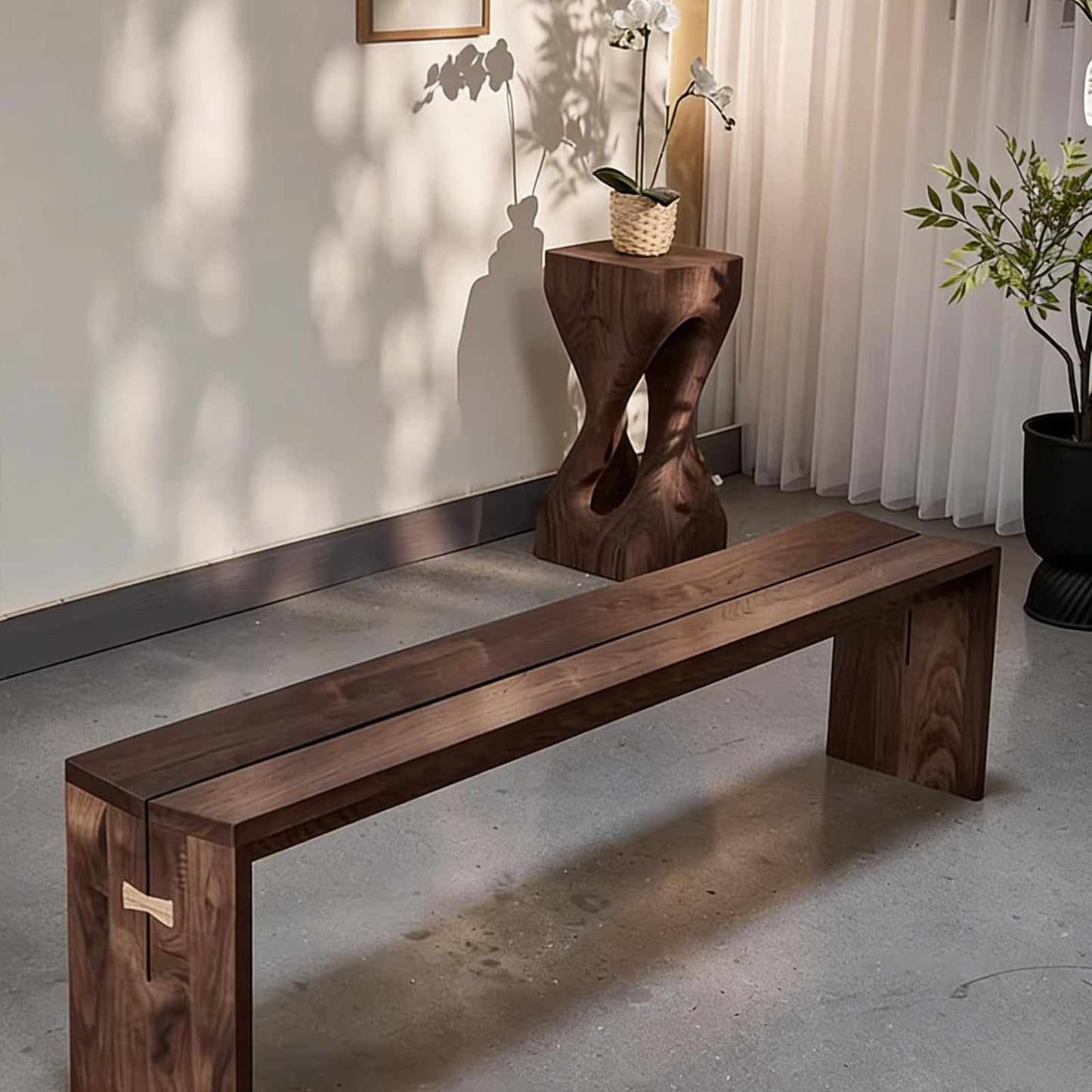 LDKFLKR Solid Wood Small Side Table, Accent Table Freeform Natural Plant Stand Coffee Table Pedestal Display Stand Accent Stool for Living Room Bedroom Entryway Office Home Decor,G