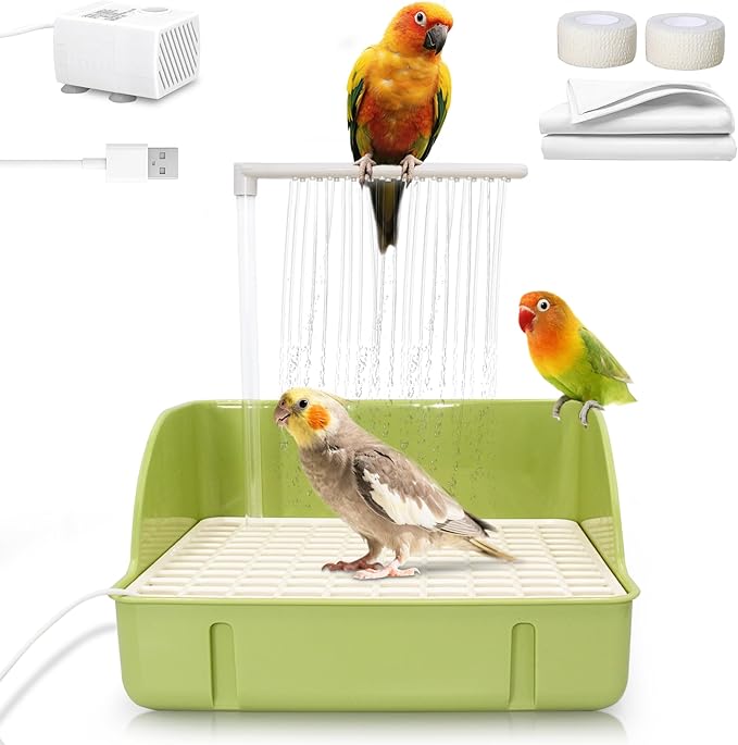 Jevnd Automatic Parakeet Bird Bath with Pump, Large Bird Shower Fountain