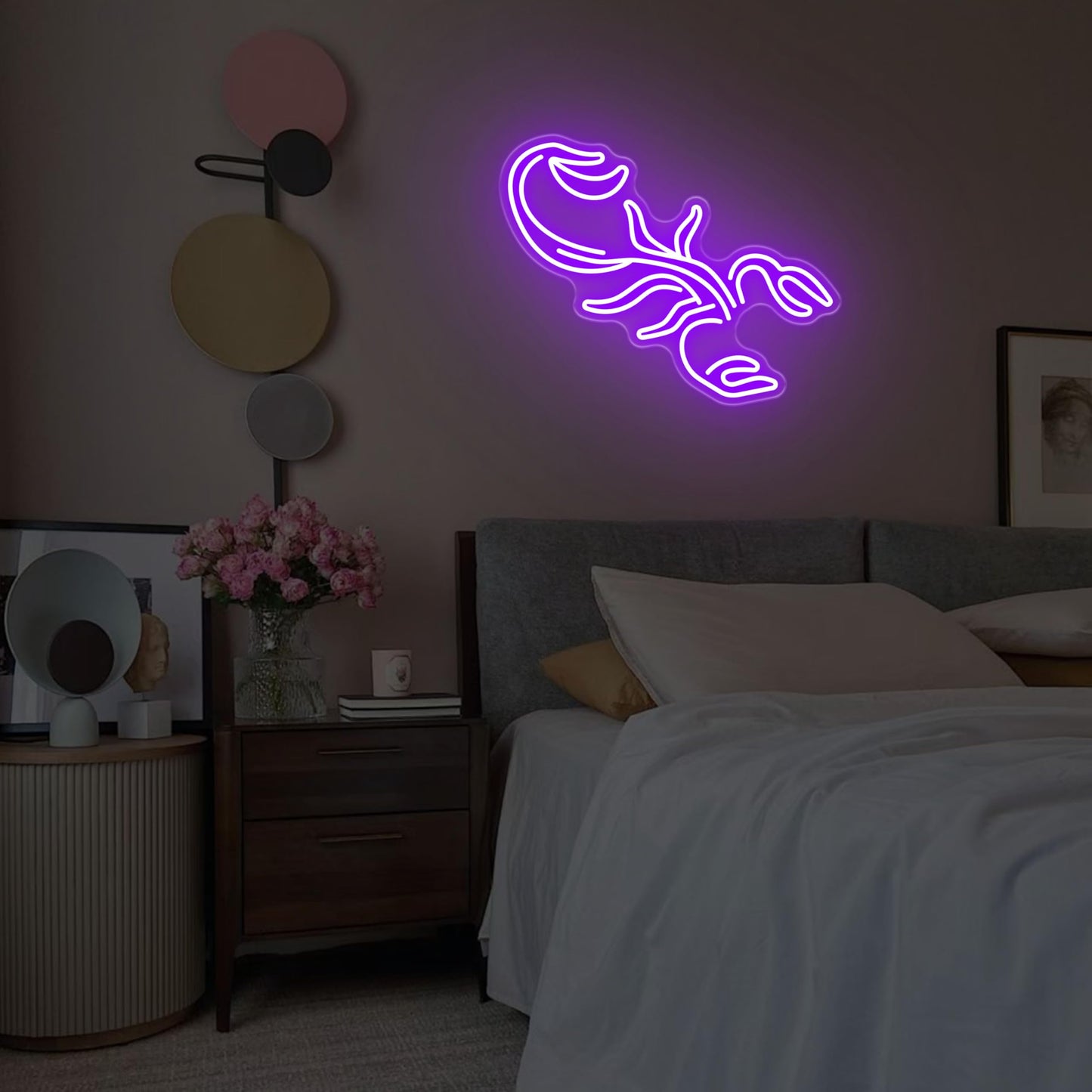 Scorpion LED Neon Sign Wall Art for Bedrooms, Gamer Rooms, Decor for Scorpios, Gift for Astrology Fans, Zodiac LED Sign, Purple Neon, Dimmable Neon Light, USB Powered Neon
