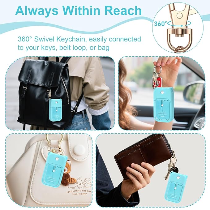 Hand Sanitizer Spray Case for Touchland Silicone Touchland Case Keychain Cute Hand Sanitizer Spray Holder Compatible with Touchland Power Mist Gentle Mist Glow Mist, Blue