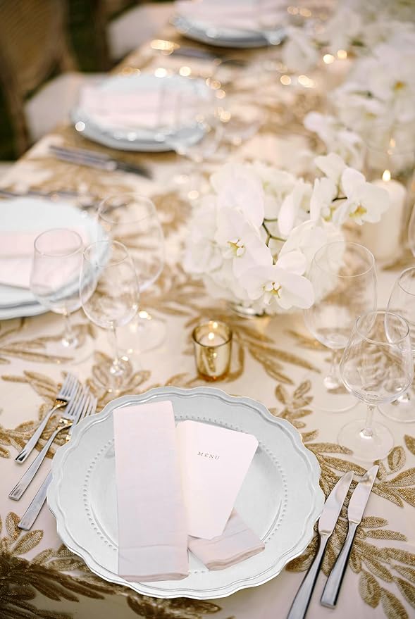36 Pcs Silver Charger Plates with Wavy Edges, 13 Inch Round Bulk Charger Plate,Elegant Reusable Plastic Dinner Chargers Plates for Wedding Holiday Party Baby Shower Event Decoration (Silver)
