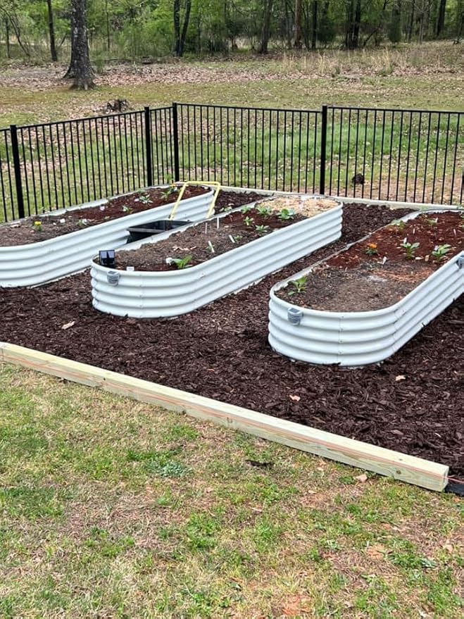 A ANLEOLIFE 3-Pack 12X3X1.5ft & 81x81x18 in Deep Root Galvanized Raised Garden Beds Outdoor for Planting Vegetables Flowers Herb, Antique White