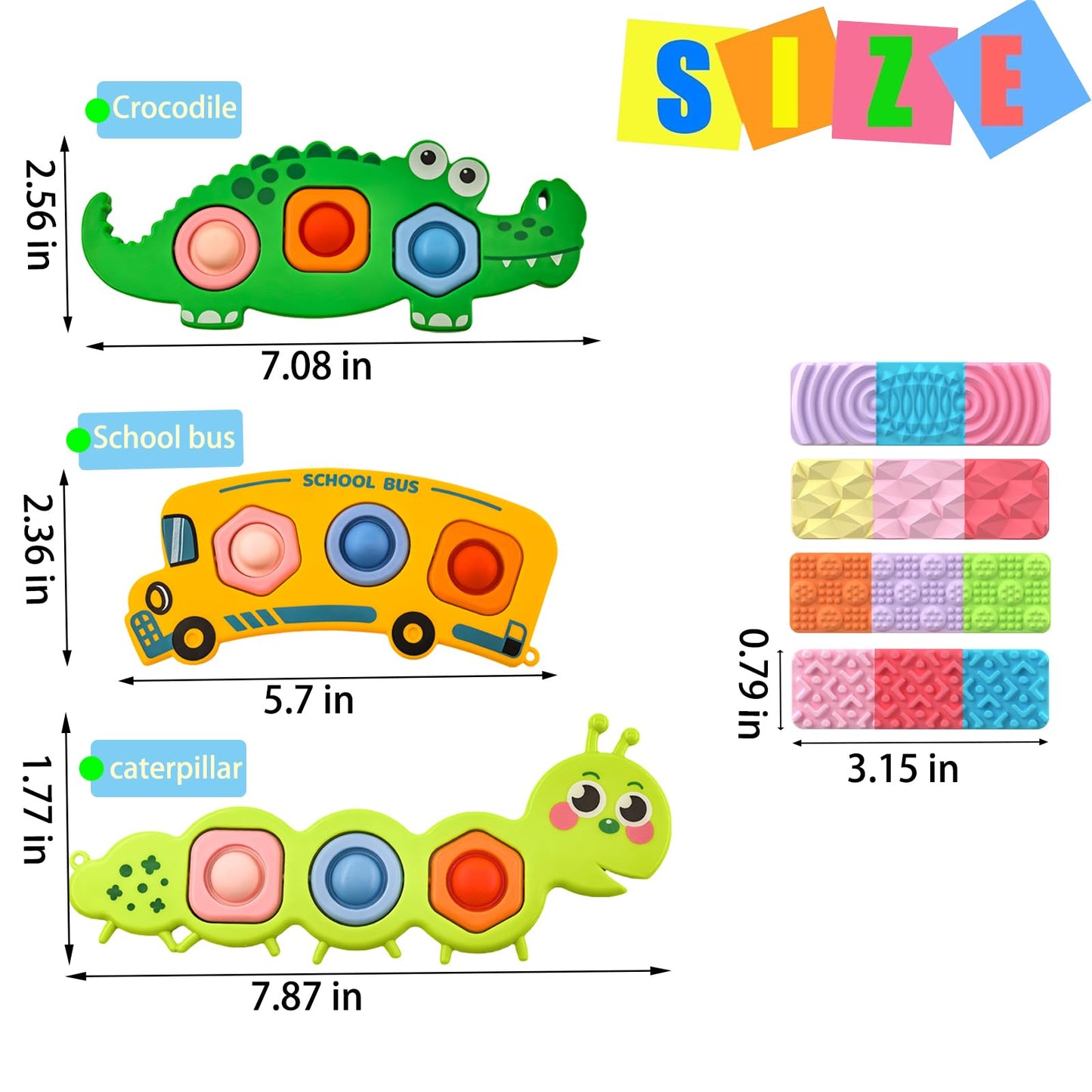 7Pc Easter Gifts for Kids Fidget Popper Toys for Kids Sensory Strips Sensory Push and Popping Bubbles Montessori Busy Toy,Textured Suction Sensory Toys for with Autism, Pop for Classroom Gifts