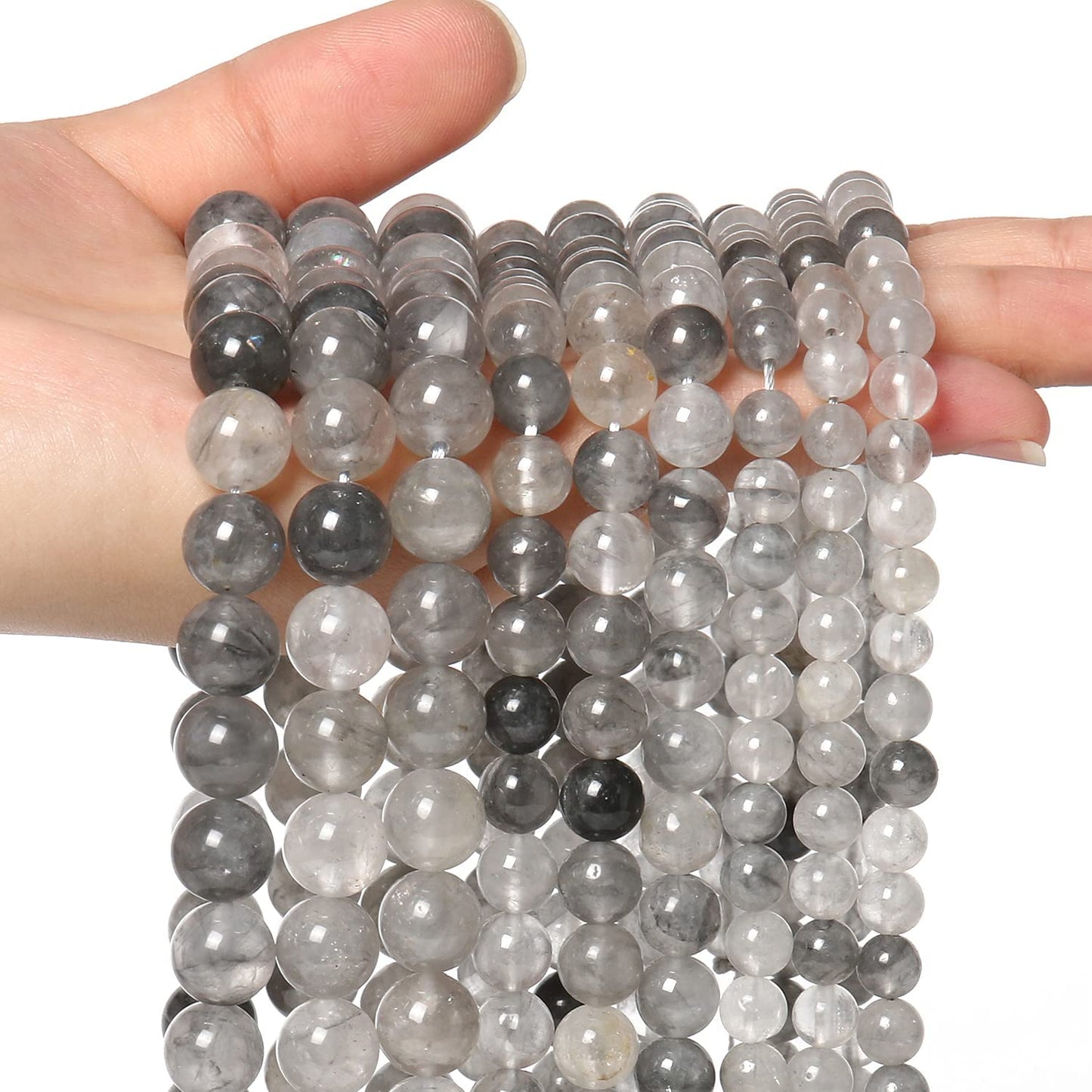 45pcs 8mm Natural Stone Beads Greystone Crystal Beads Energy Crystal Power Gemstone for Jewelry Making, DIY Bracelet Necklace
