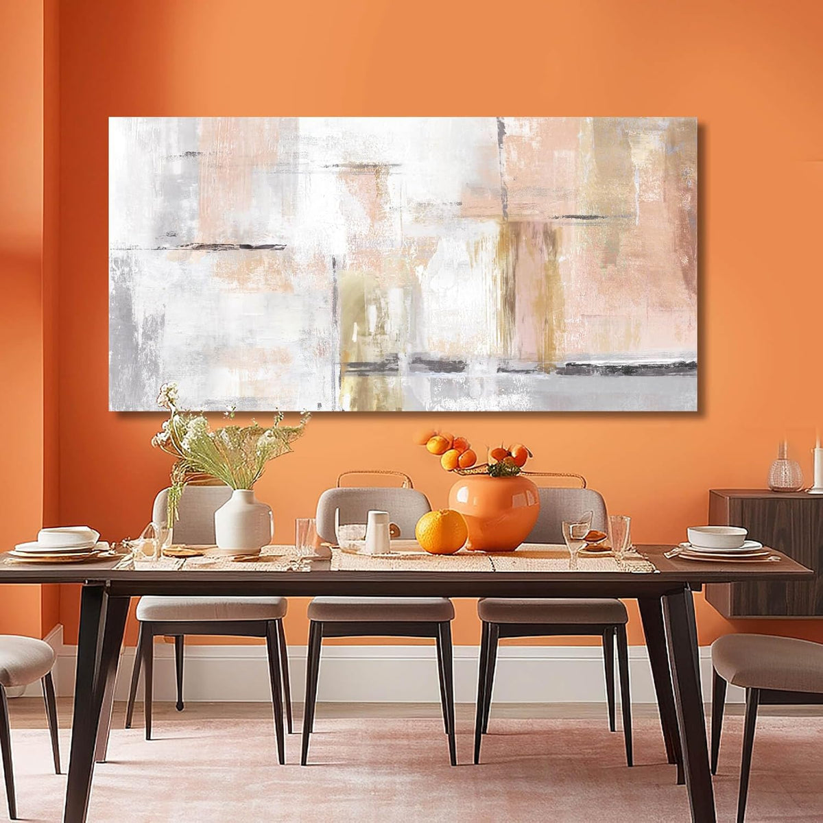 Gold Abstract Wall Art Decor Minimalist Oil Paintings 24"x48" Canvas Wall Art for Living Room Modern Framed Pictures for Wall Home Office for Women Ready to Hang