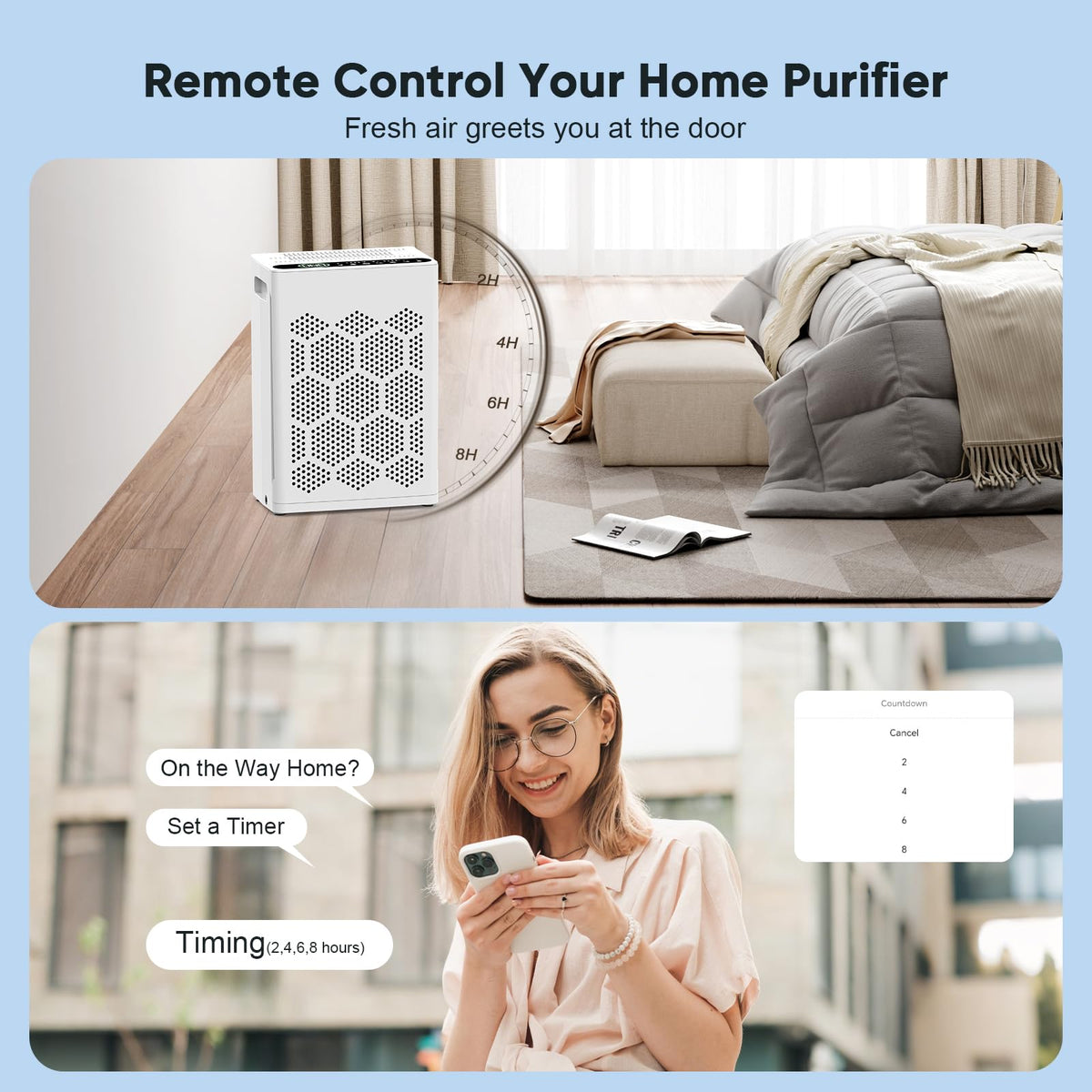 DAYETTE Air Purifiers for Home Large Room Up to 2400 Ft² with Fragrance, Smart WiFi Alexa Control,Auto Mode, HEPA 14 Air Purifier with Washable Prefilter for Bedroom, Dorm Room, Pets, Office