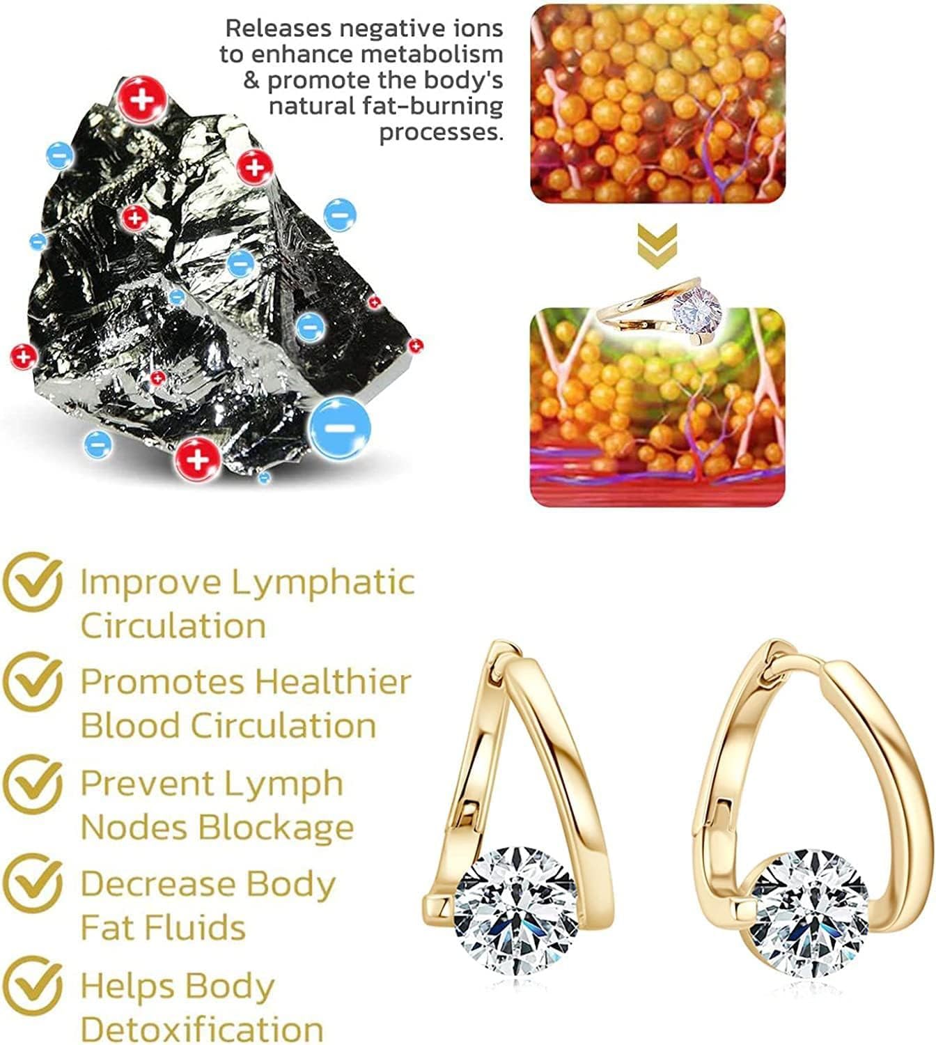 Halolux Lymphvity Germanium Earrings - Lymphatic Drainage Earrings Therapy Jewelry for Women (Gold)