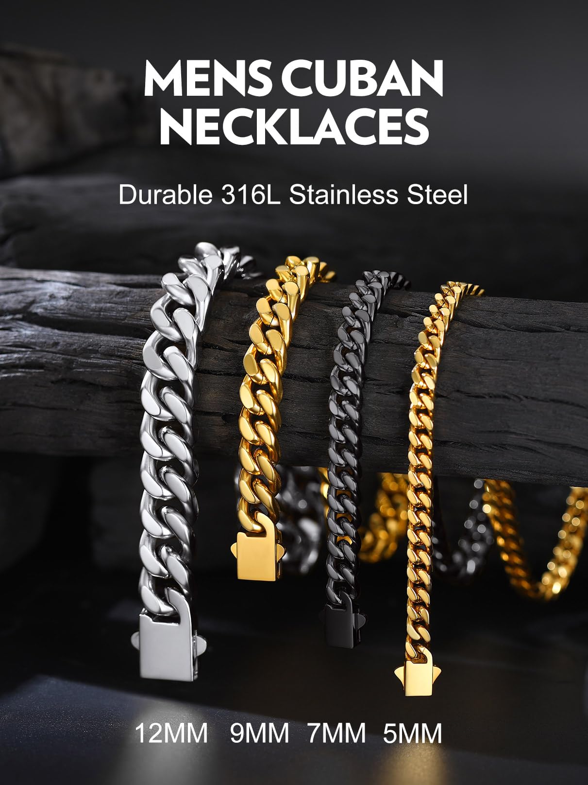 Bandmax 5MM Cuban Link Chain for Men 20 Inch 14K Gold Plated Hip Hop Miami Chains Cadena De Hombre Mens Bikers Cuban Link Chain Gift for Father Husband Son