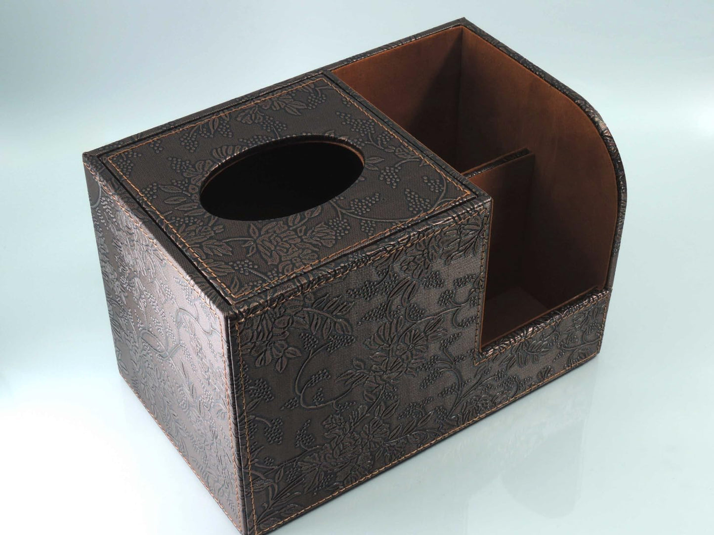 PU Leather Tissue Box Cover Square Tissue Holder Tissues Box Organizer with 2 Compartment,Remote Control Holder,Multifunctional Decorative Tissue Box Covers Cube,Home Office Desktop Storage Box,Retro