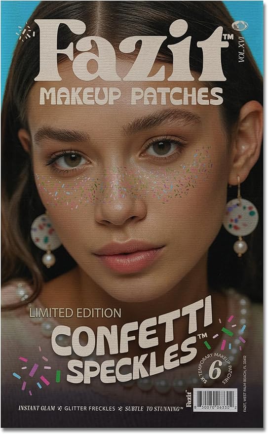 Fazit Makeup Patches - Confetti Speckles - Glow Up Make-Up Patches - Cute Glitter Makeup Accessories for Women - Cosmetic Glitter for Face