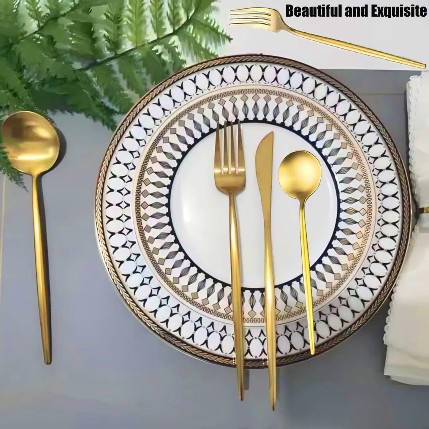 80-Piece Food Grade Gold Silverware Set, Luxury Flatware Set for 16 - Premium Stainless Steel Cutlery Set with Spoons Forks Knives, Shiny Gold Polished Kitchen Utensils for Home Restaurant Hotel