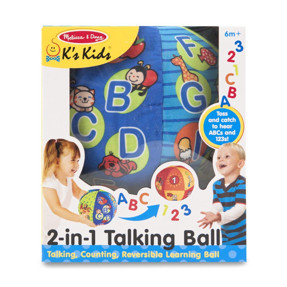 Melissa & Doug 2-in-1 Talking Ball: K's K i d s Series Learning Toy Bundle with 1 Theme Compatible M&D Scratch Fun Mini-Pad (09181)