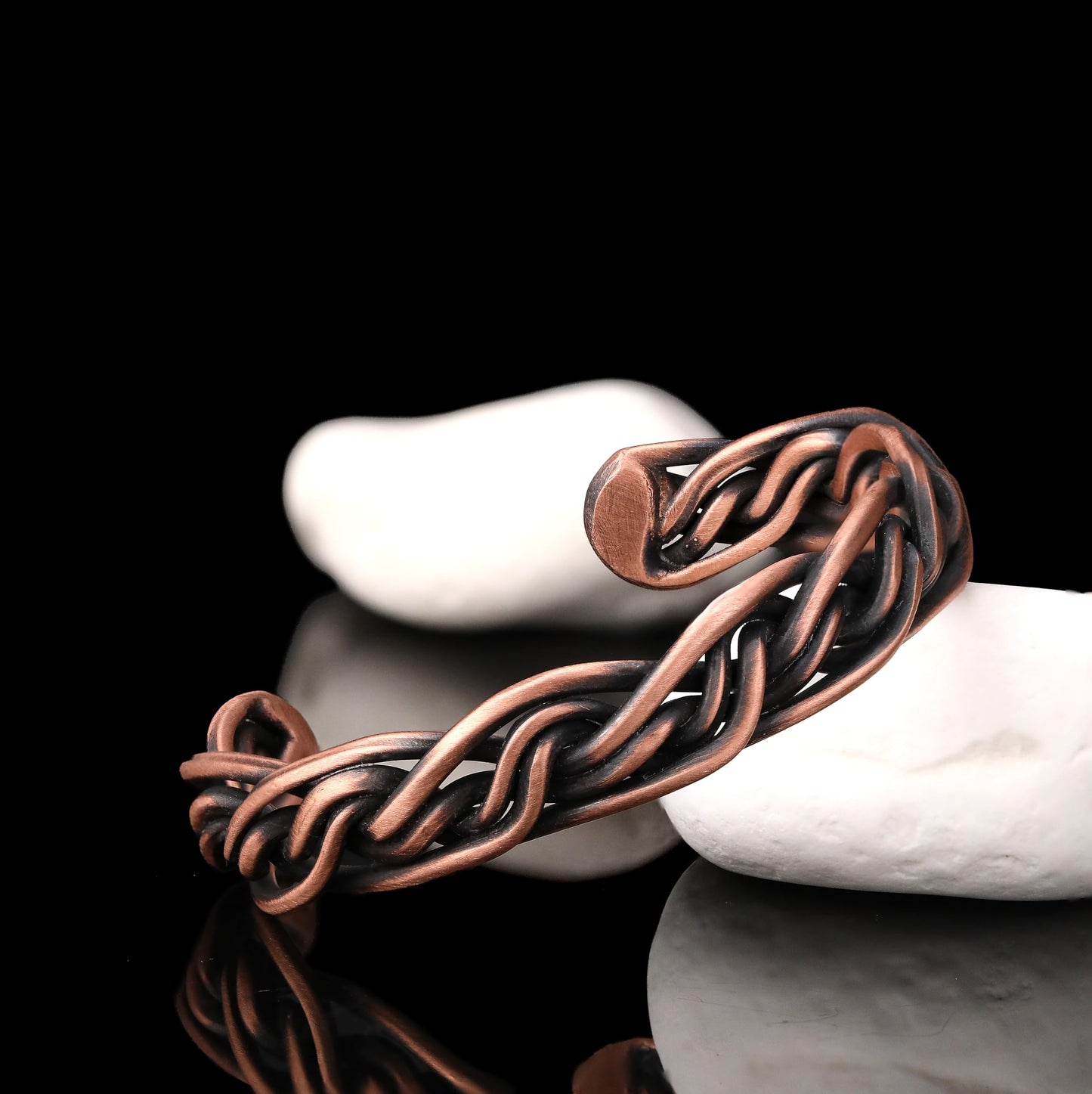 Handmade Elegant Copper Bracelet for Women and Men-Pure Copper Bracelet for Pain Relief and Stress Relief-Adjustable, Thickest, Twisted Copper Wire Bracelet to Fit many Size Wrist(folded) (intricate)