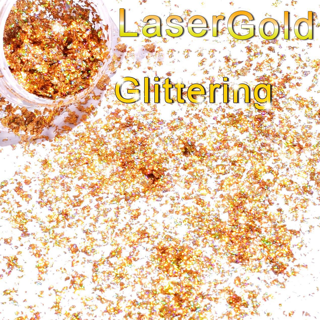 YesLady Nail Glitter Gold Shining Powder Magic Laser Pigment DIY Art Decorations 2Boxes