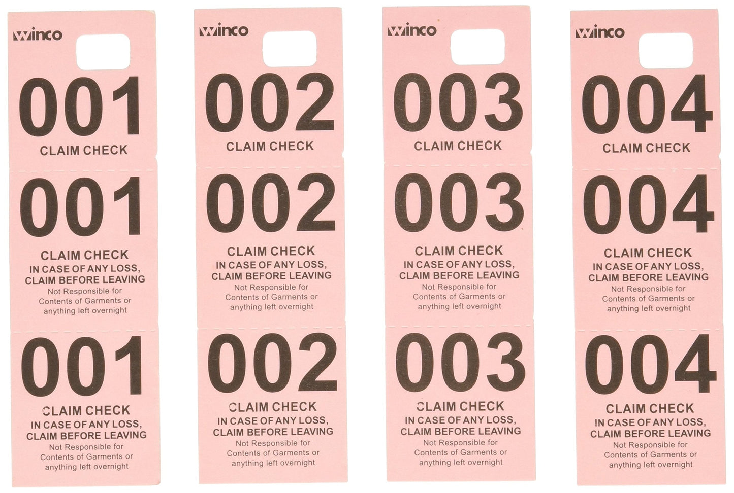 Winco Coat Checks, Pink, 500 Per Box, Medium