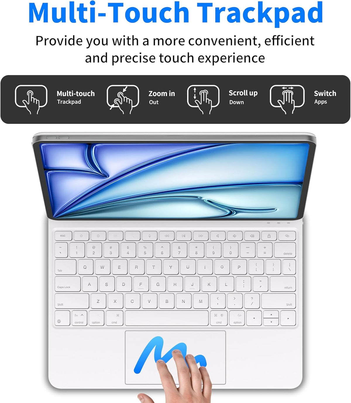 iPad Air 13 Inch Case Keyboard (M3 2025 / M2 2024) & iPad Pro 12.9 inch (6th,5th,4th,3rd Gen) Magic Keyboard with 7 Color Backlight, Multi-Touch Trackpad, Magnetic Stand,Auto Sleep/Wake (White)