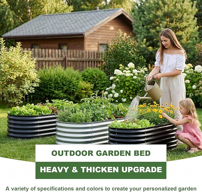AHEONLAR 3 Pack 4×2×1.5ft Galvanized Raised Garden Beds Outdoor, Sturdy Planter Boxes for Vegetables, Fruits, Flowers and Plants, Easy Assembly, Black