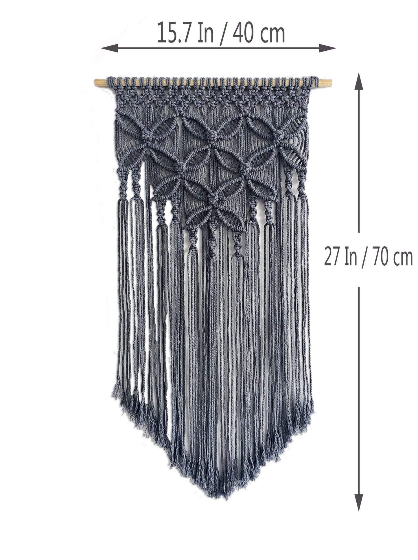 Winterdemoon Handmade Cotton Home Decor Macrame Wall Hanging Grey