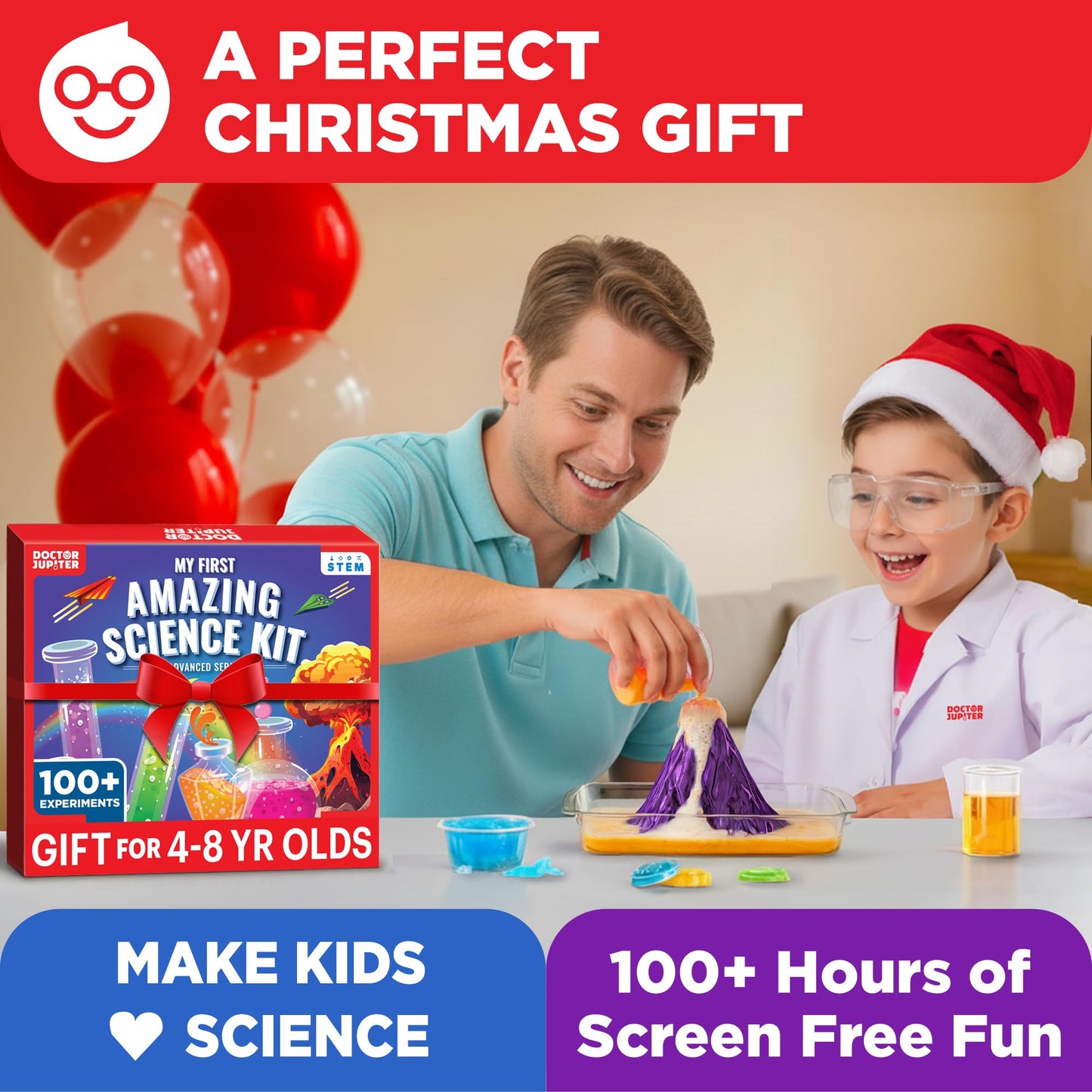 Doctor Jupiter My First Amazing Science Kit for Kids Ages 4-5-6-7-8 Ideas for 4+ Year Old Boys & Girls | Learning & Educational Projects | STEM Toy with 100+ Experiments