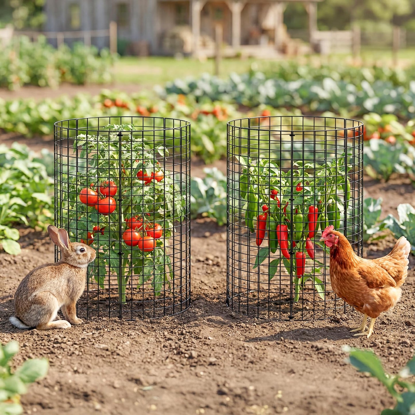 10 Pack Plant Protector from Animals, Wire Mesh Plant Cages for Garden – Sturdy Metal Plant Protectors to Keep Rabbits, Squirrels, and Animals Out– Ideal for Flowers, Outdoor Plants (13'' x 13'')